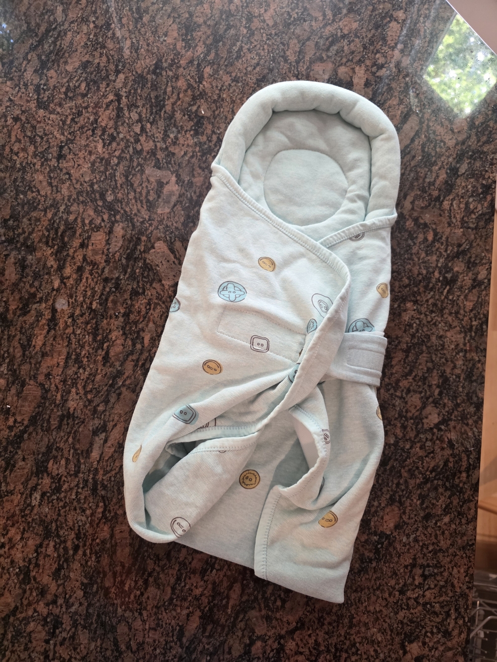 Light Blue Baby Sleep Sack Swaddle with Button Print